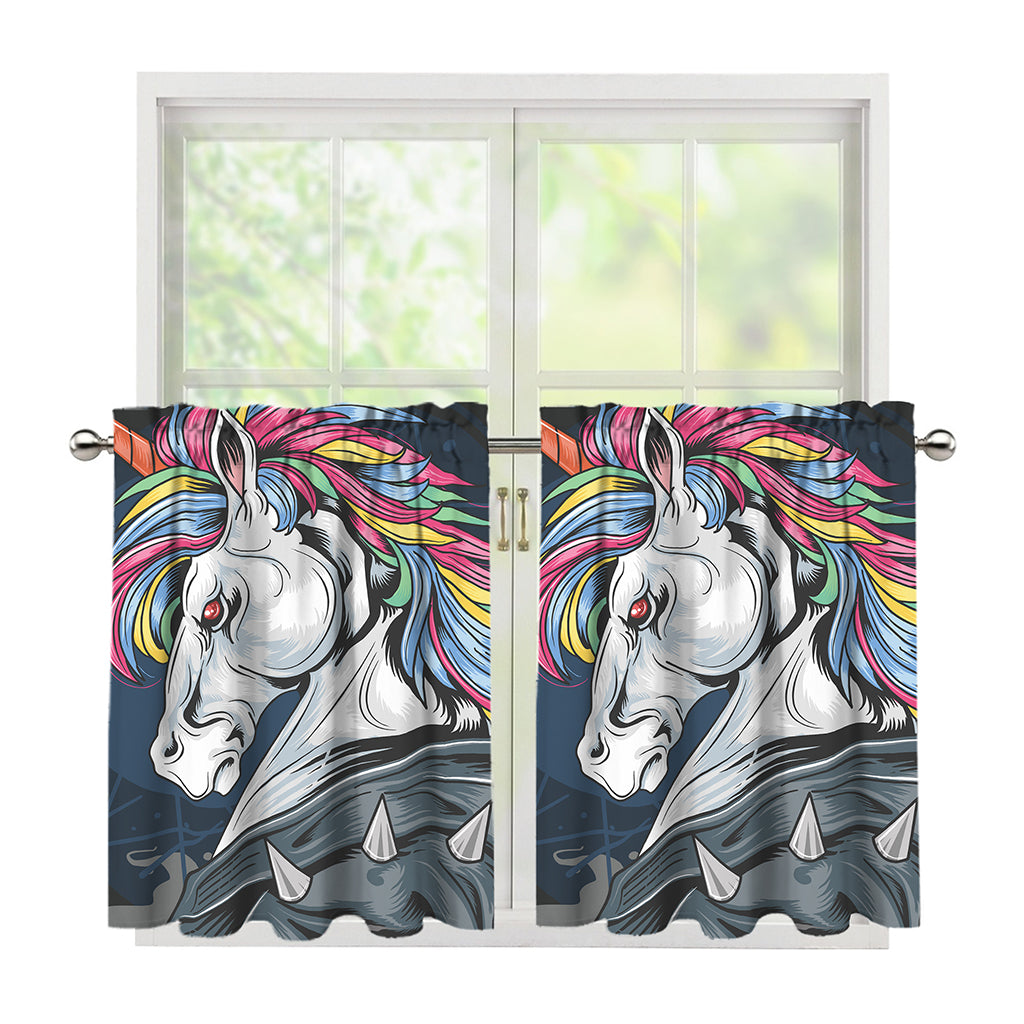 Punk Unicorn Print Tier Curtains