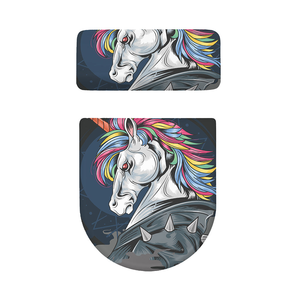 Punk Unicorn Print Toilet Lid And Tank Cover Set