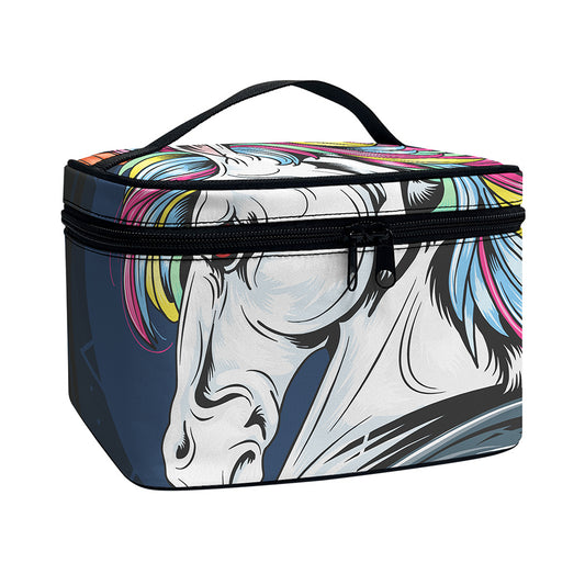 Punk Unicorn Print Travel Makeup Bag