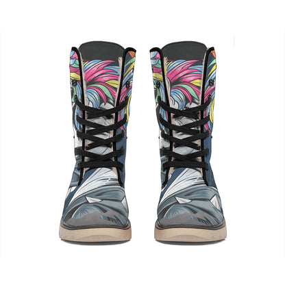 Punk Unicorn Print Winter Boots