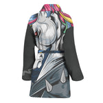 Punk Unicorn Print Women's Bathrobe