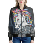Punk Unicorn Print Women's Bomber Jacket