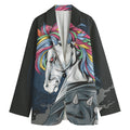 Punk Unicorn Print Women's Cotton Blazer