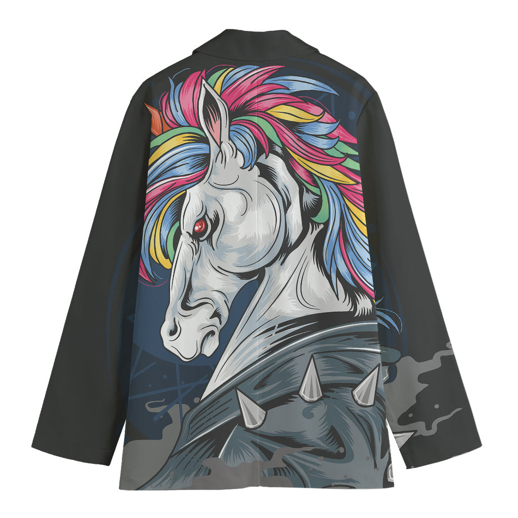 Punk Unicorn Print Women's Cotton Blazer