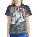 Punk Unicorn Print Women's Polo Shirt