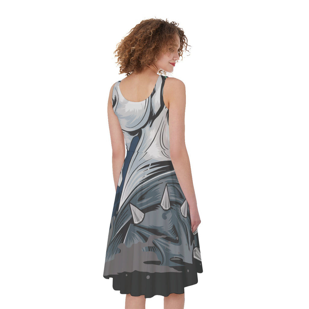 Punk Unicorn Print Women's Sleeveless Dress