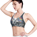 Punk Unicorn Print Women's Sports Bra