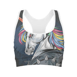 Punk Unicorn Print Women's Sports Bra