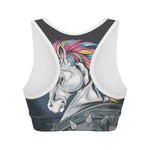 Punk Unicorn Print Women's Sports Bra