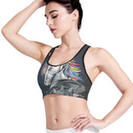 Punk Unicorn Print Women's Sports Bra