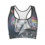 Punk Unicorn Print Women's Sports Bra