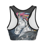 Punk Unicorn Print Women's Sports Bra