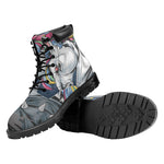 Punk Unicorn Print Work Boots