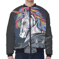 Punk Unicorn Print Zip Sleeve Bomber Jacket