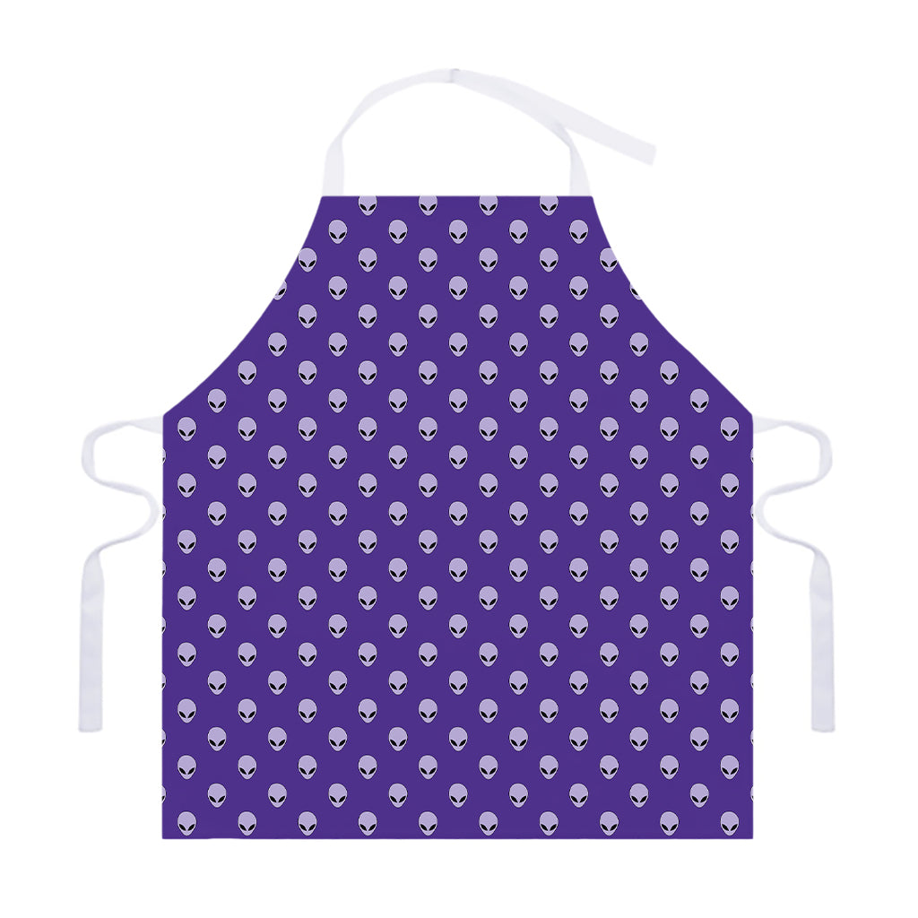 Purple Alien Face Pattern Print Adjustable Apron