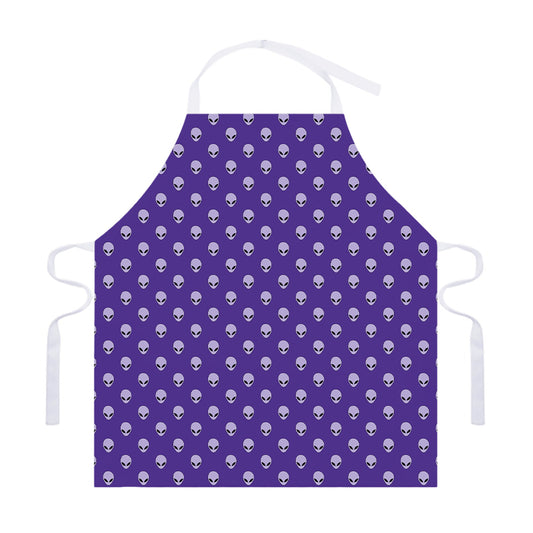 Purple Alien Face Pattern Print Adjustable Apron