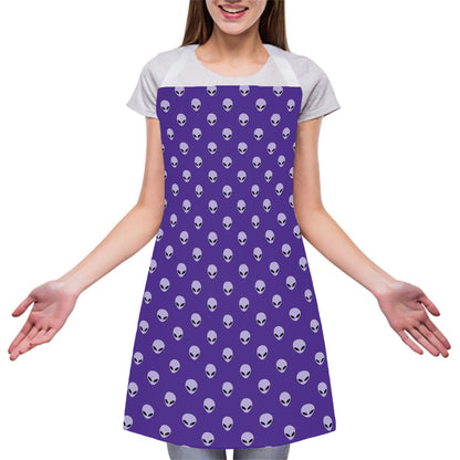 Purple Alien Face Pattern Print Adjustable Apron