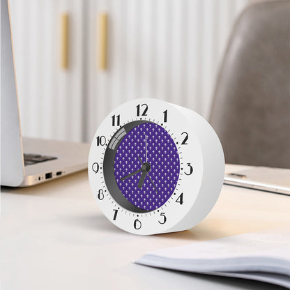 Purple Alien Face Pattern Print Alarm Clock