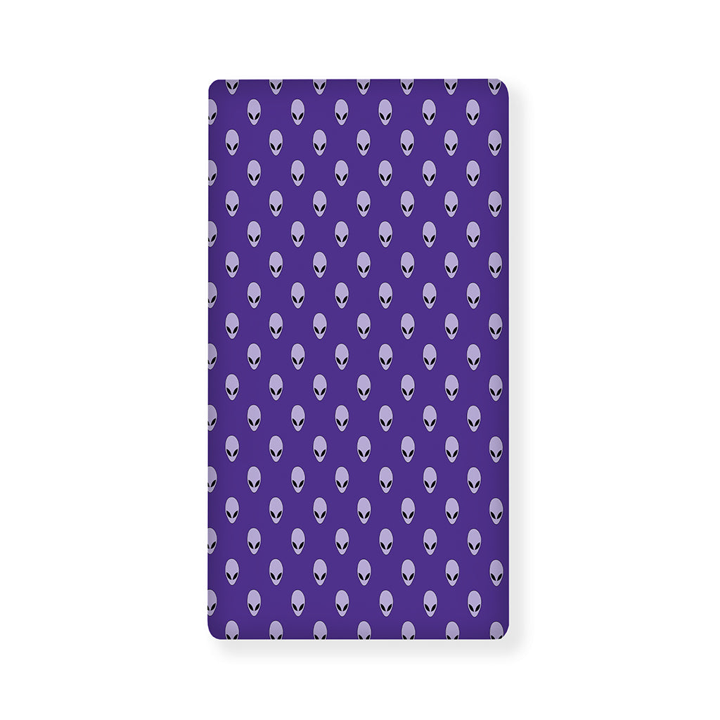 Purple Alien Face Pattern Print Baby Crib Sheet