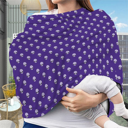 Purple Alien Face Pattern Print Baby Seat Cover