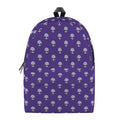 Purple Alien Face Pattern Print School Backpack