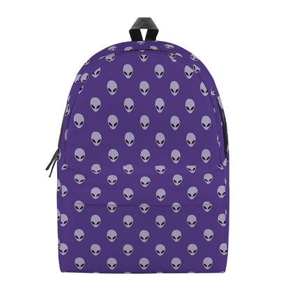 Purple Alien Face Pattern Print Backpack