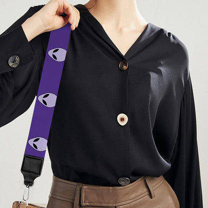 Purple Alien Face Pattern Print Bag Strap