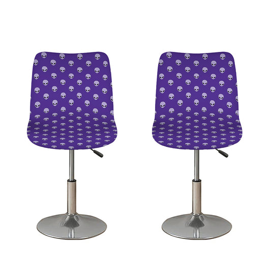 Purple Alien Face Pattern Print Bar Stool Covers