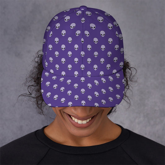 Purple Alien Face Pattern Print Baseball Cap
