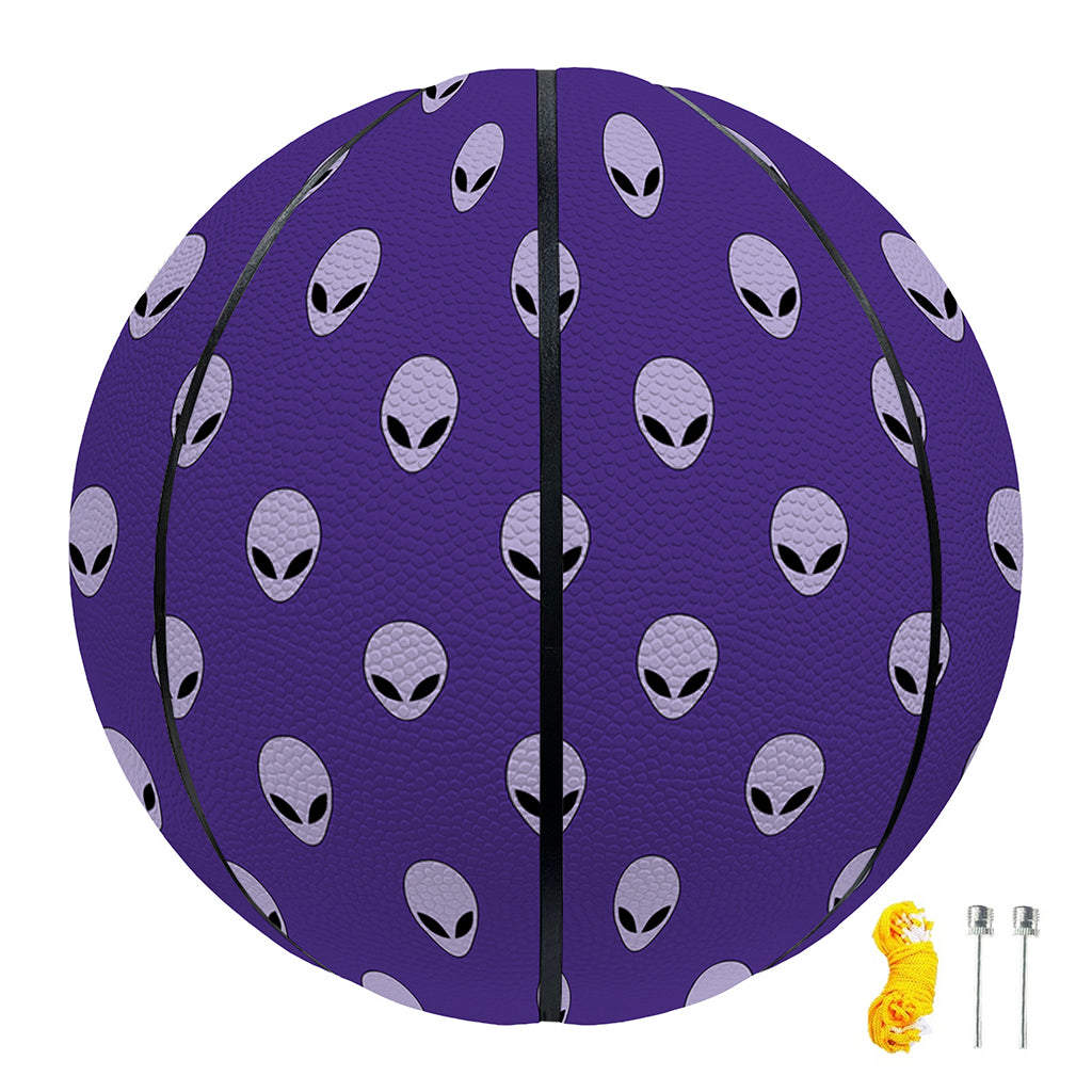 Purple Alien Face Pattern Print Basketball