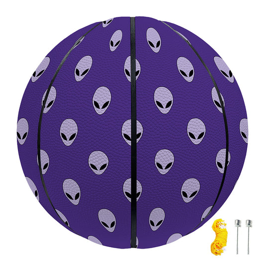 Purple Alien Face Pattern Print Basketball