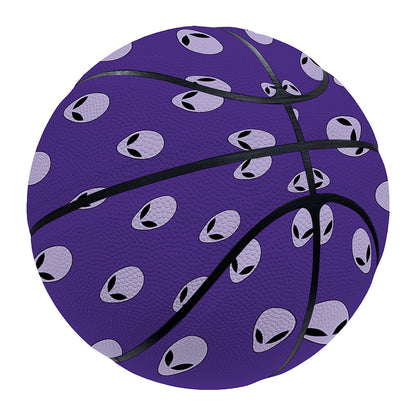 Purple Alien Face Pattern Print Basketball