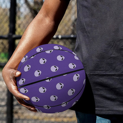 Purple Alien Face Pattern Print Basketball