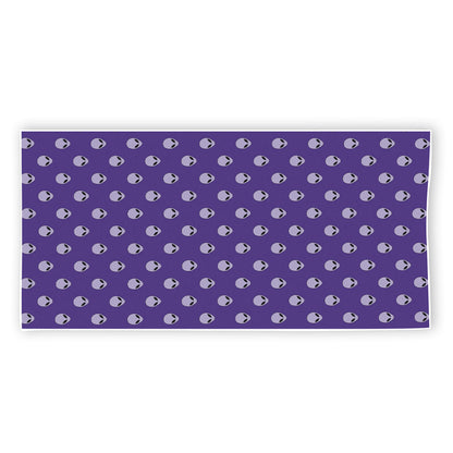 Purple Alien Face Pattern Print Beach Towel