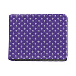 Purple Alien Face Pattern Print Bifold Wallet