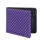 Purple Alien Face Pattern Print Bifold Wallet