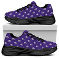 Purple Alien Face Pattern Print Black Chunky Shoes