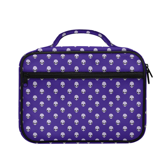 Purple Alien Face Pattern Print Briefcase Bible Bag