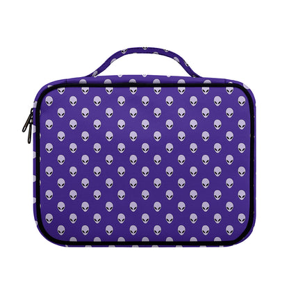 Purple Alien Face Pattern Print Briefcase Bible Bag