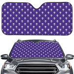 Purple Alien Face Pattern Print Car Windshield Sun Shade