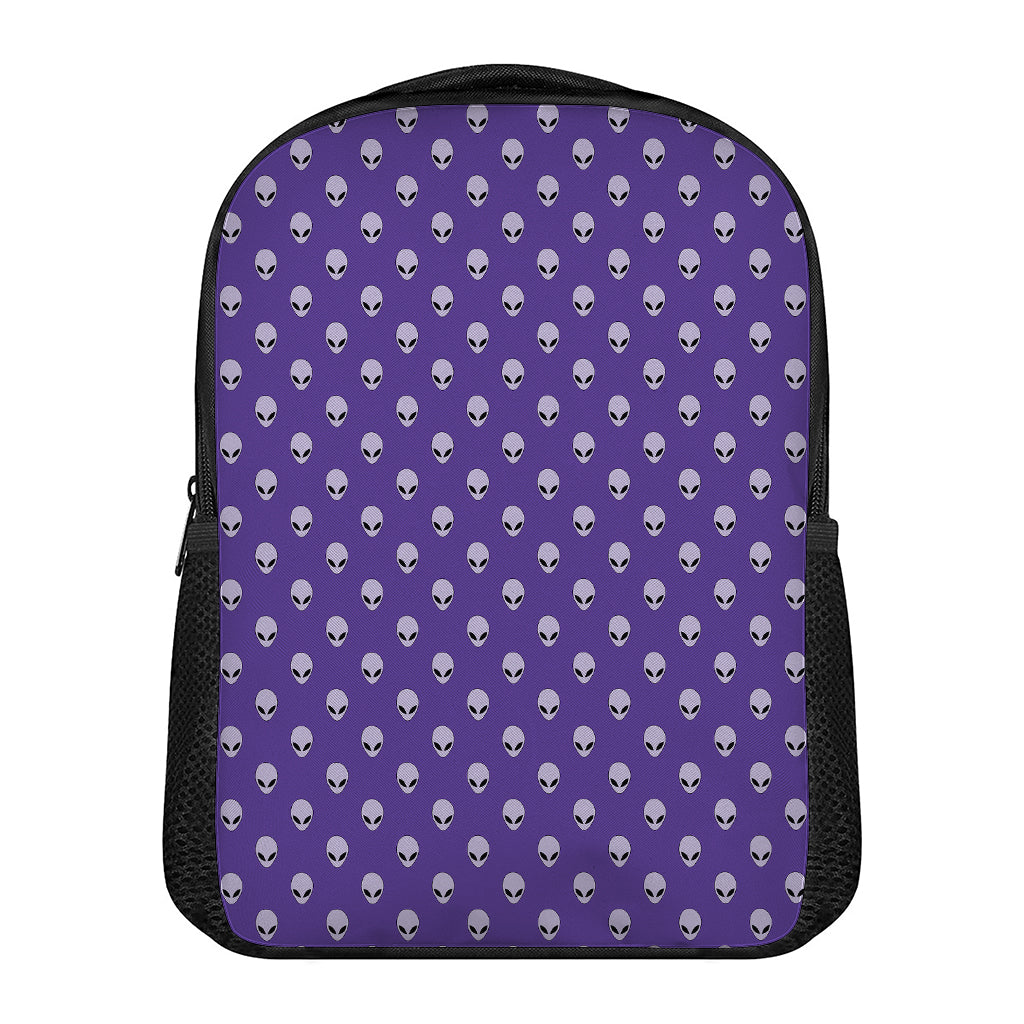 Purple Alien Face Pattern Print Casual Backpack