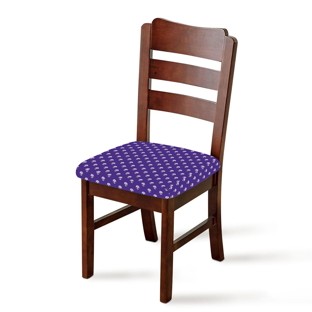 Purple Alien Face Pattern Print Chair Cushion Cover