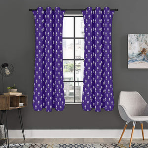 Purple Alien Face Pattern Print Curtain