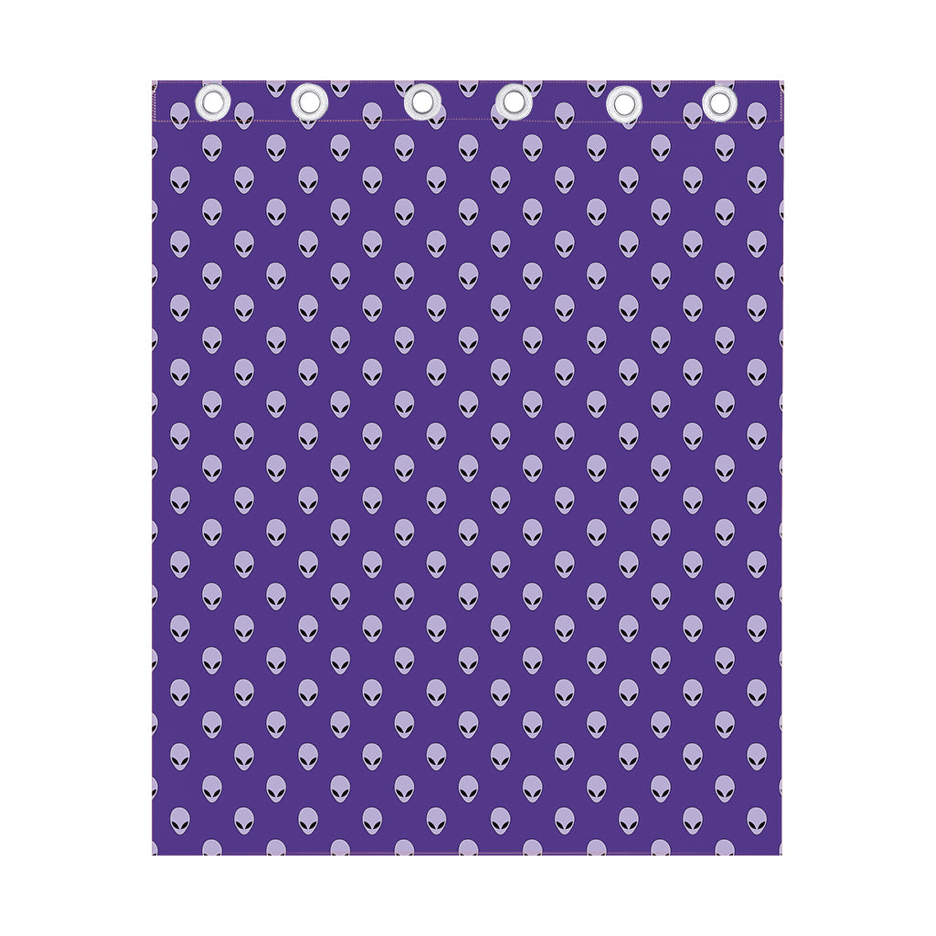 Purple Alien Face Pattern Print Curtain