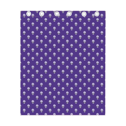 Purple Alien Face Pattern Print Curtain