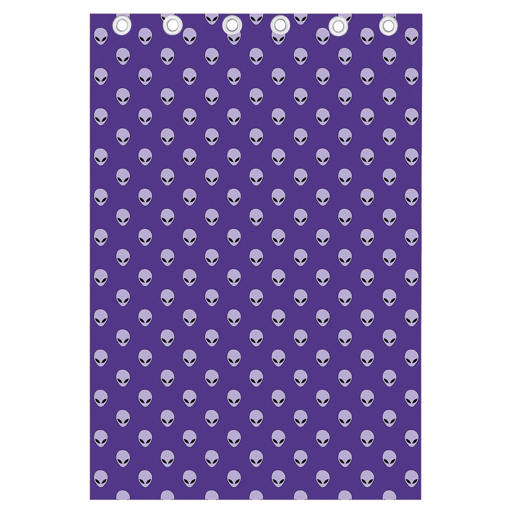 Purple Alien Face Pattern Print Curtain