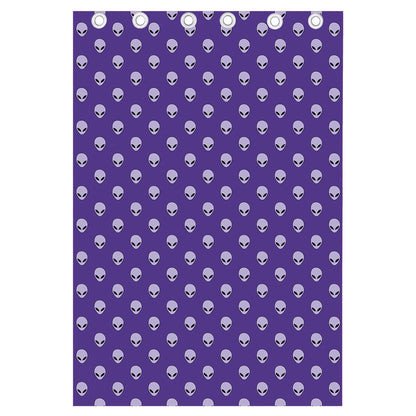 Purple Alien Face Pattern Print Curtain