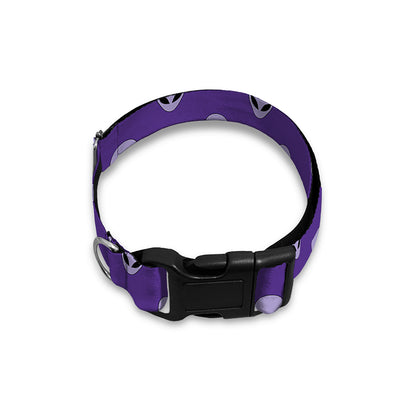 Purple Alien Face Pattern Print Dog Collar