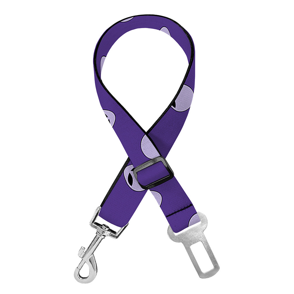 Purple Alien Face Pattern Print Dog Seat Belt