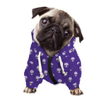 Purple Alien Face Pattern Print Dog Zip Up Hoodie